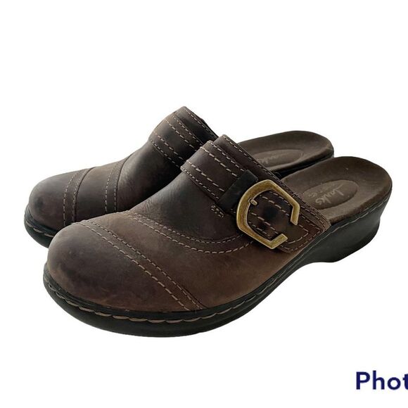 Clarks Brown Leather Slip on Shoes Size 6M - Picture 1 of 5